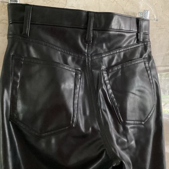 Abercrombie & Fitch Curve Love Vegan Leather 90s Straight Pants Black 27 4S - Picture 11 of 15